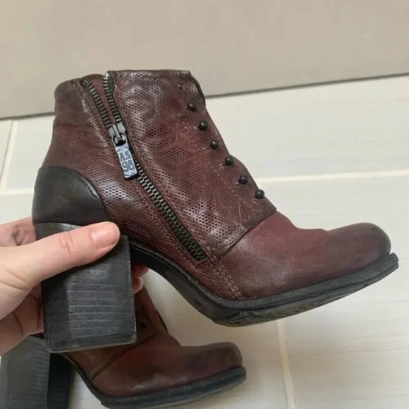 A.S. 98 Black Burgundy Heeled  Leather Booties 36 - Picture 14 of 14